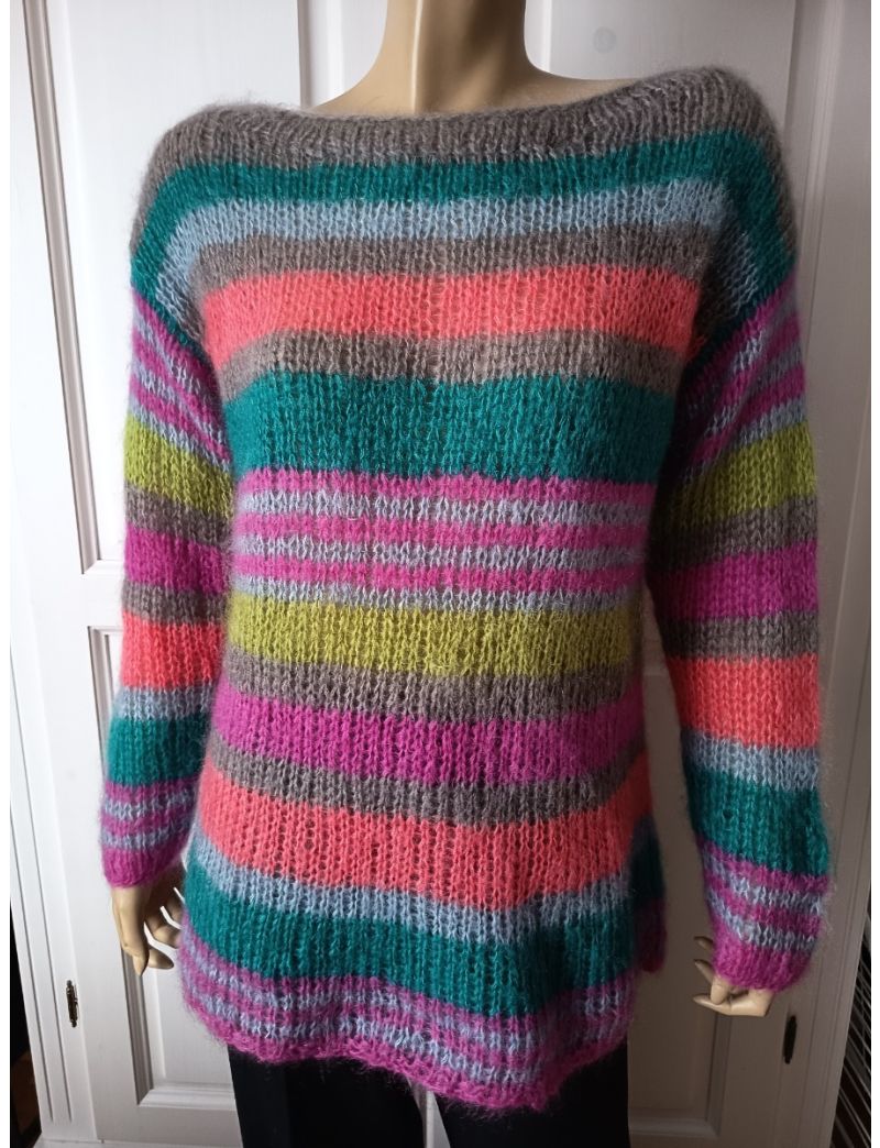 Streifen-Pullover aus Mohair-Seide